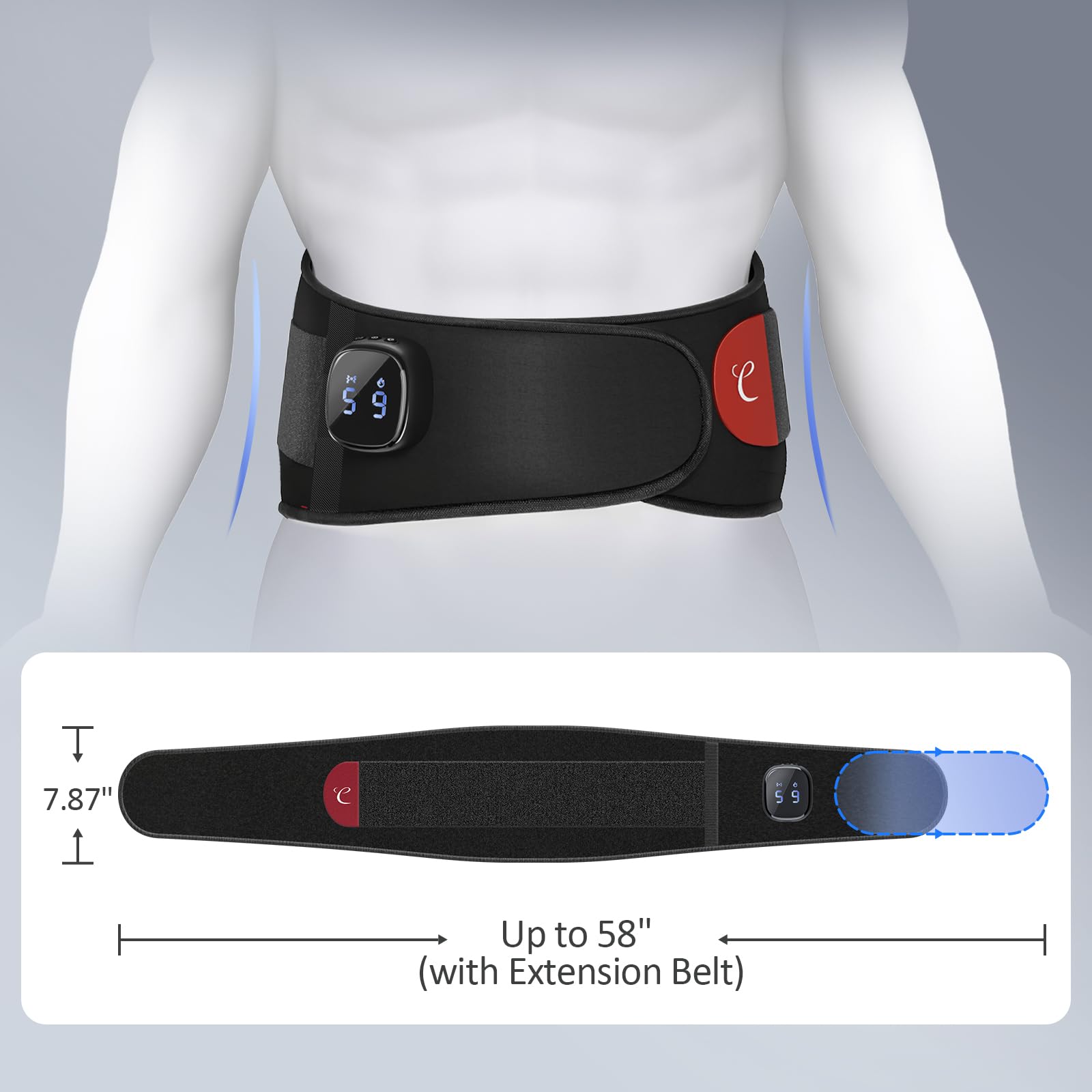 Comfytemp adjustable strap extends to 58 inches for versatile wear.
