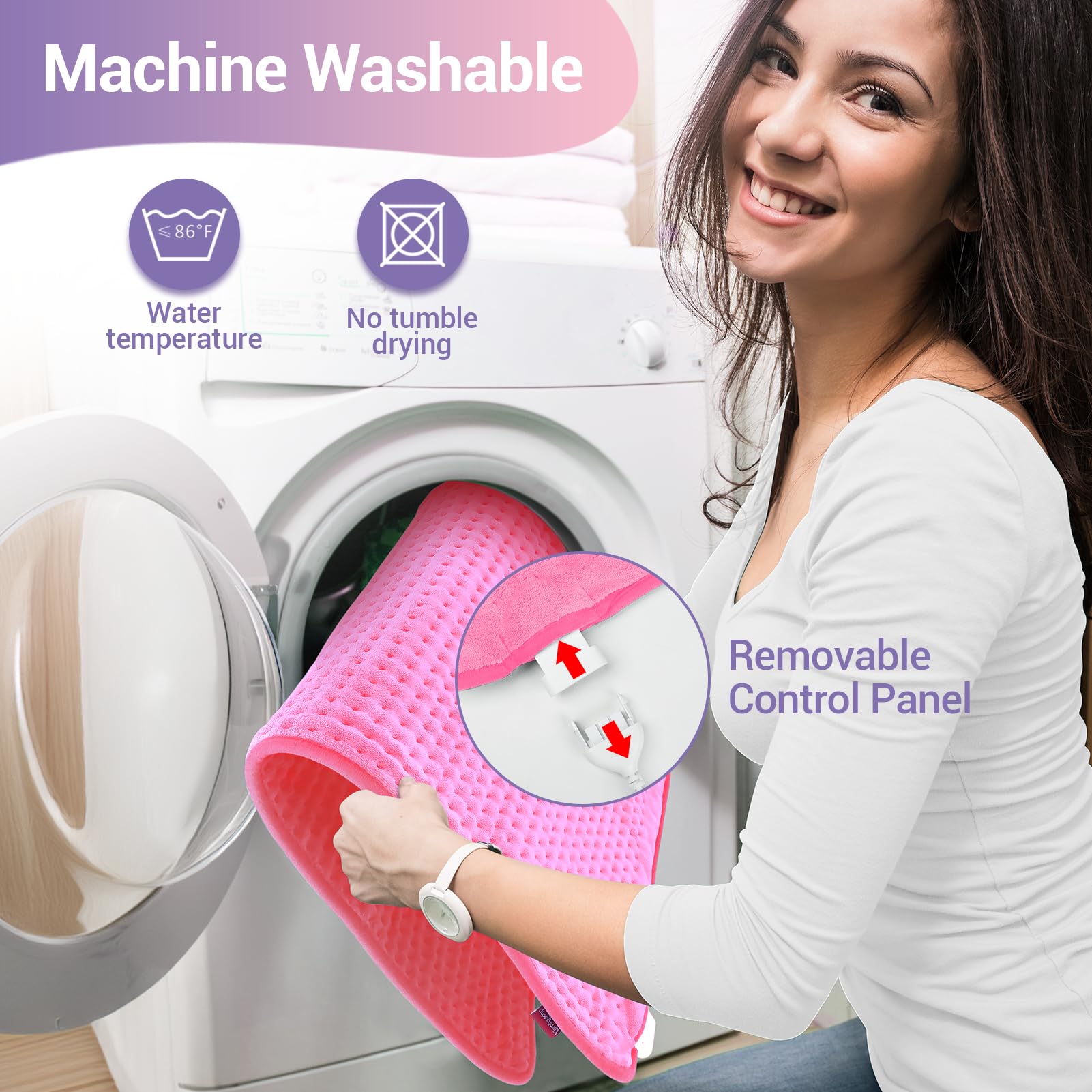 Comfytemp extra large heating pad detachable cord for easy machine washing