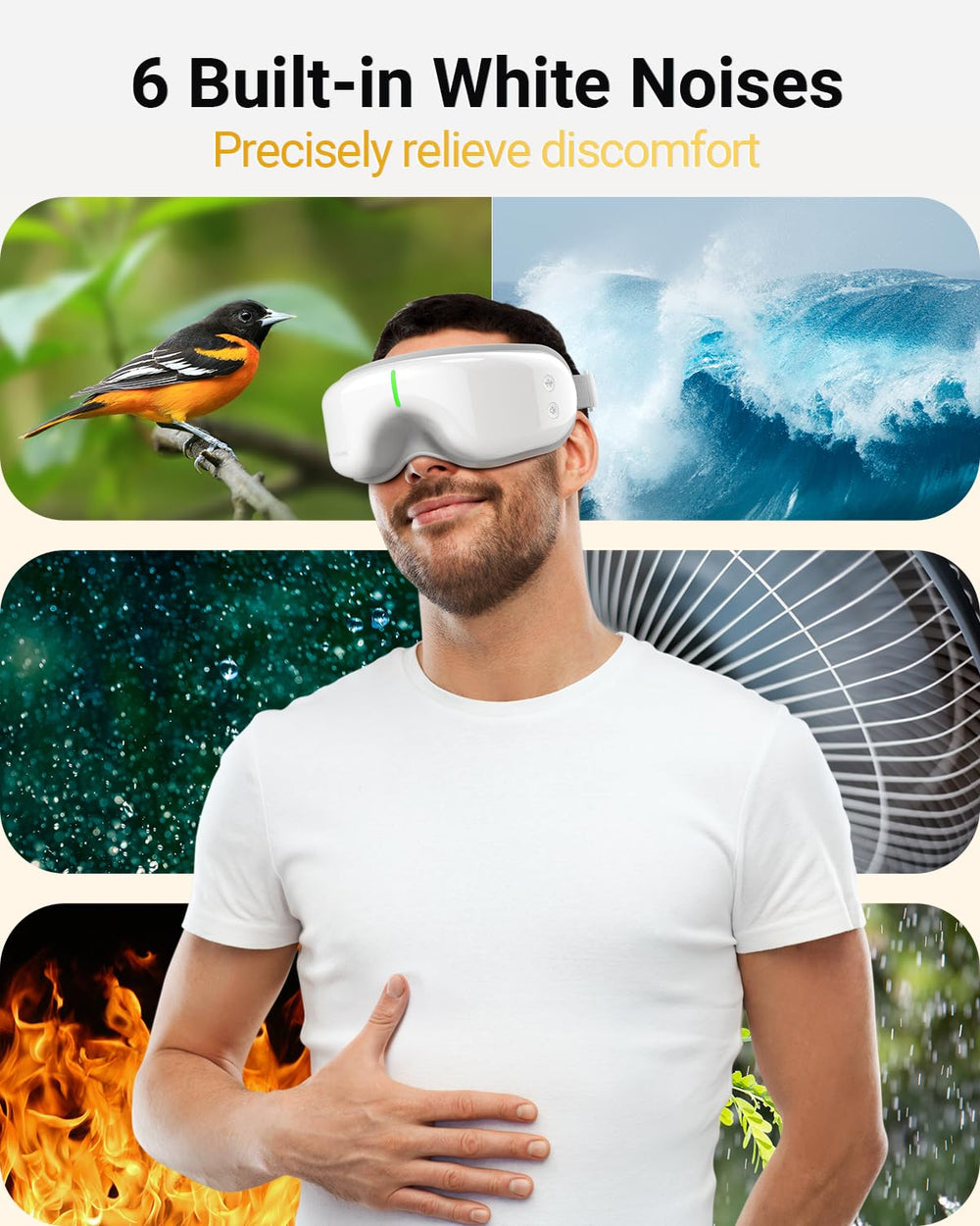 Comfytemp Eye Massager built-in music and white-noise options