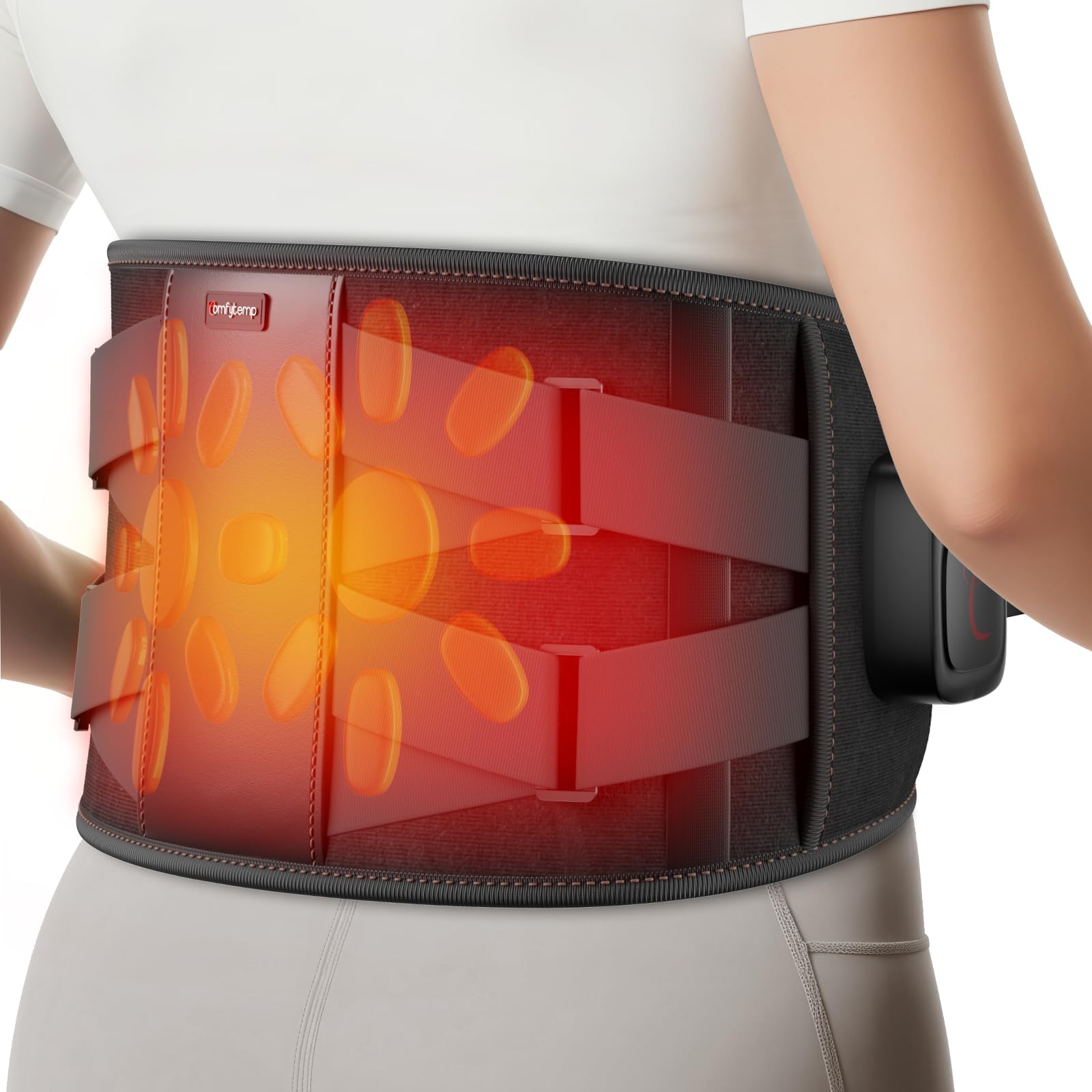 Comfytemp FIR cordless back heating pad offers portable warmth for on-the-go relief.