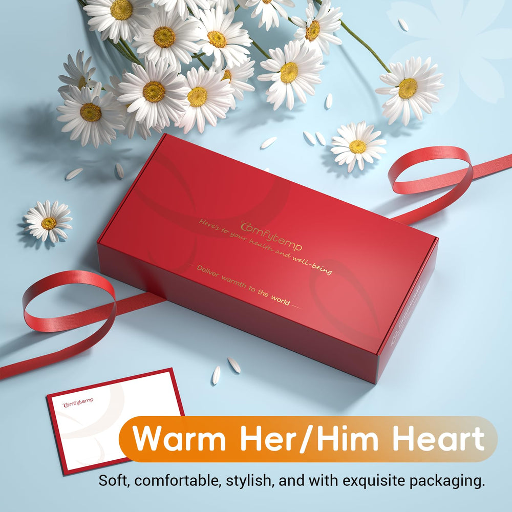 Comfytemp heat pad covers abdomen for broad, comfortable warmth.