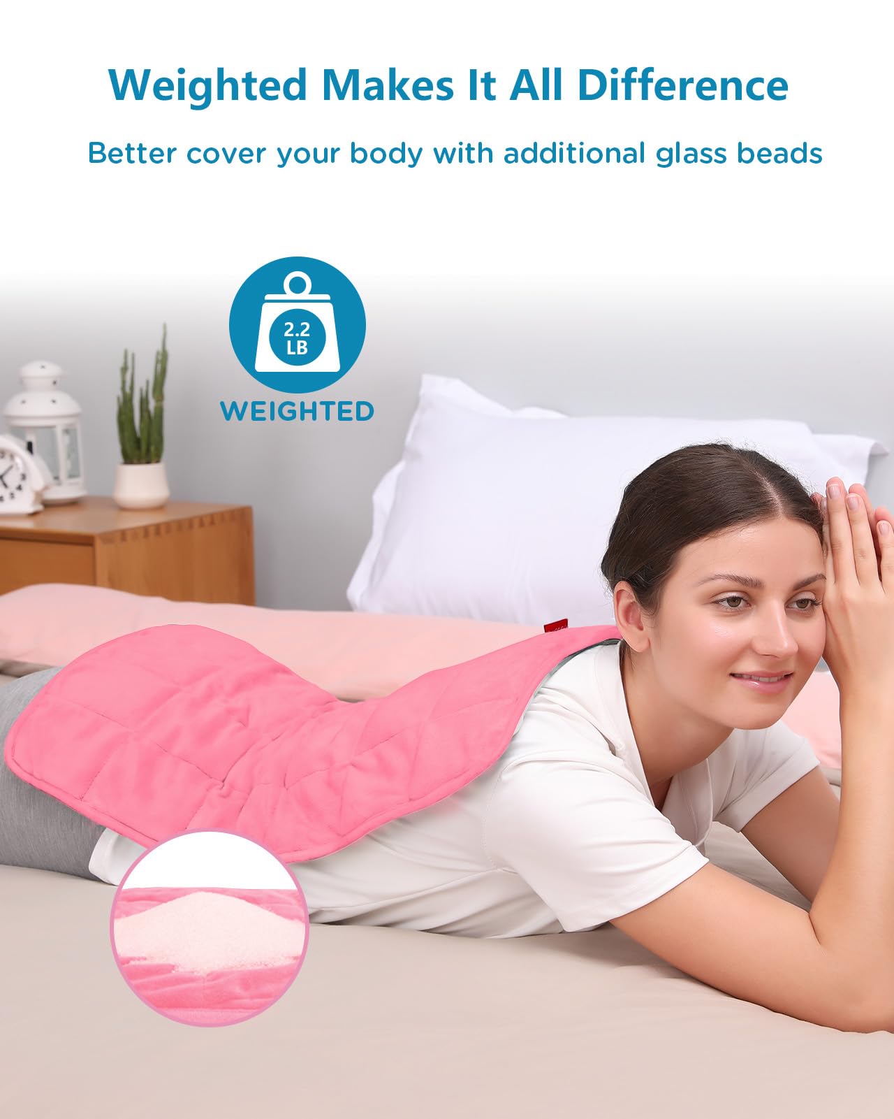Comfytemp full-body flannel cover offers soft, washable comfort across the back and torso.