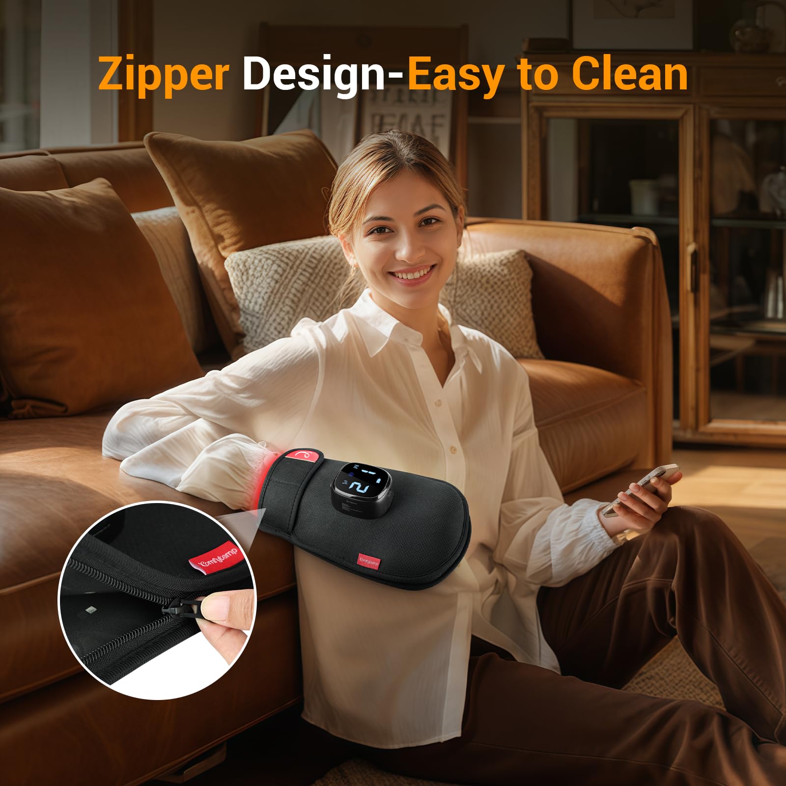 Comfytemp glove zipper design for easy wear and quick cleaning.