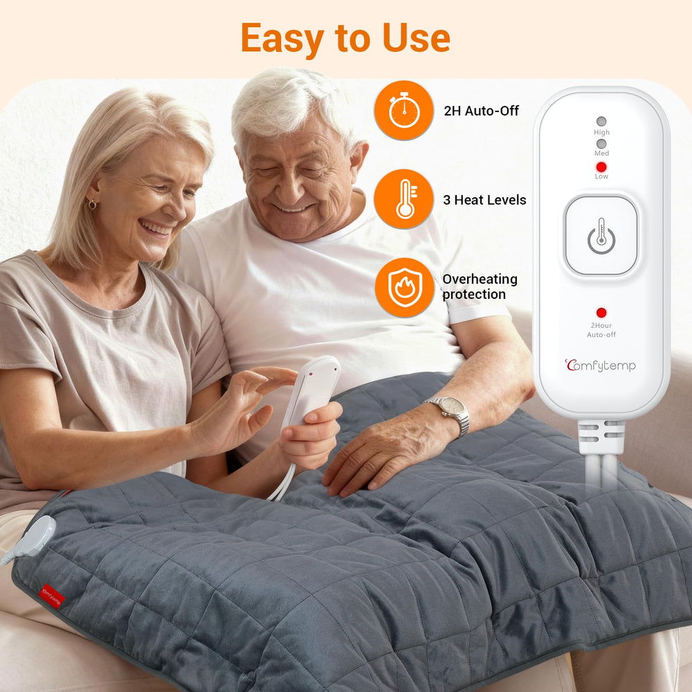 Comfytemp heat pad with 3 levels and auto-off for safe sessions.