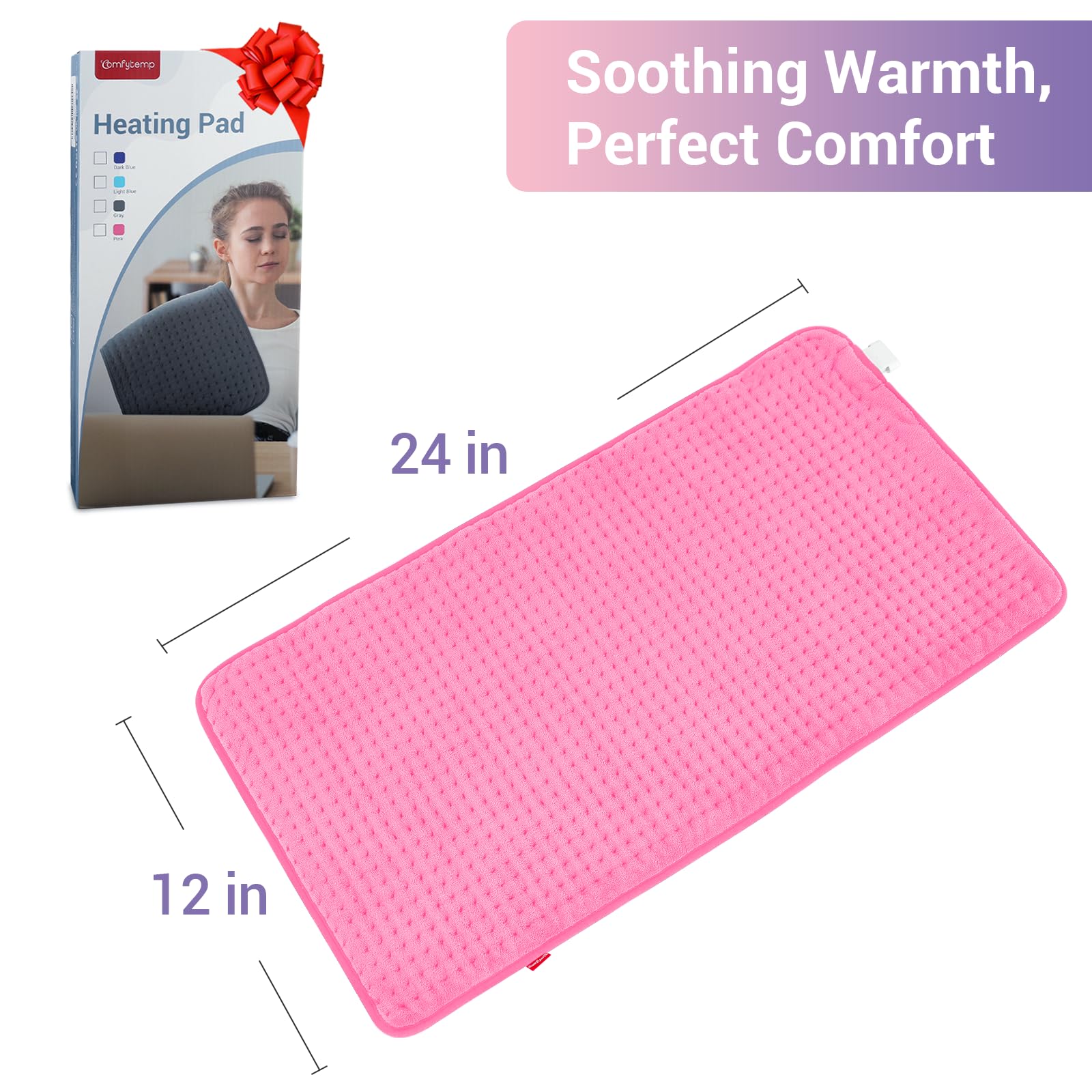 Long 5.9 foot power cord gives flexible lounging with the Comfytemp pad.