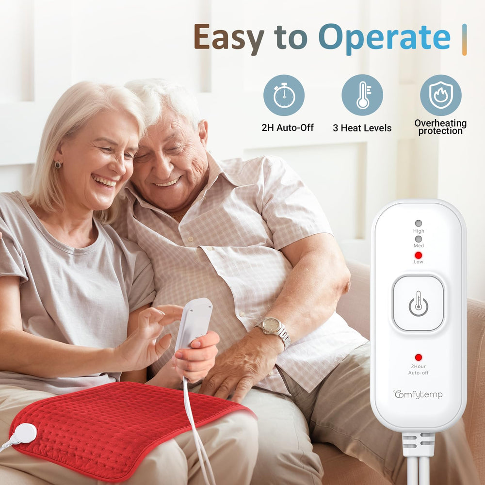 Comfytemp heating pad has a washable cover for easy cleaning.