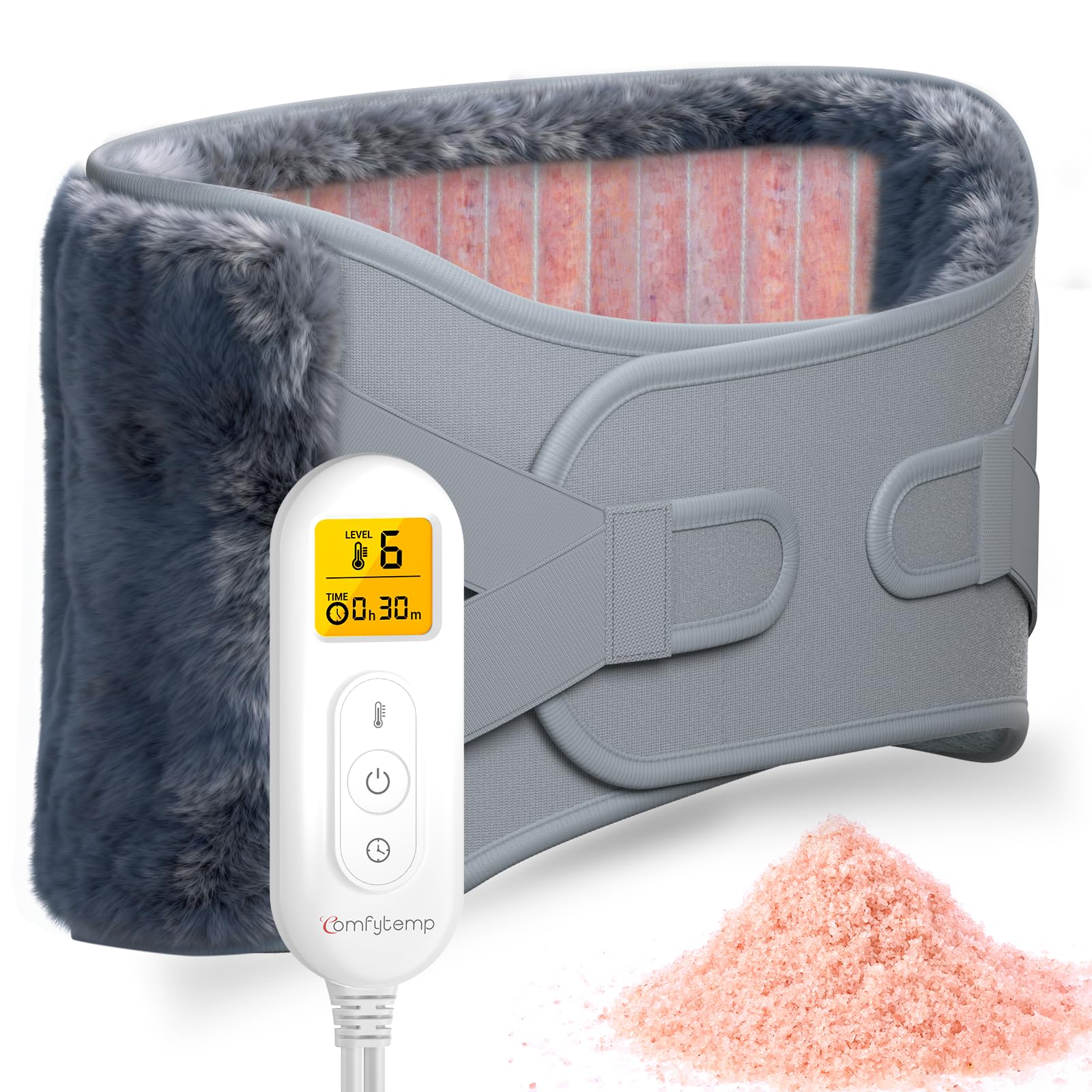 Comfytemp Himalayan Salt Weighted Heating Pad back view delivers deep warmth for muscle relief.