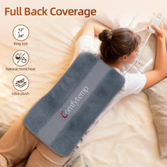 Large 12x24 inch pad draped over torso for full-back warmth.