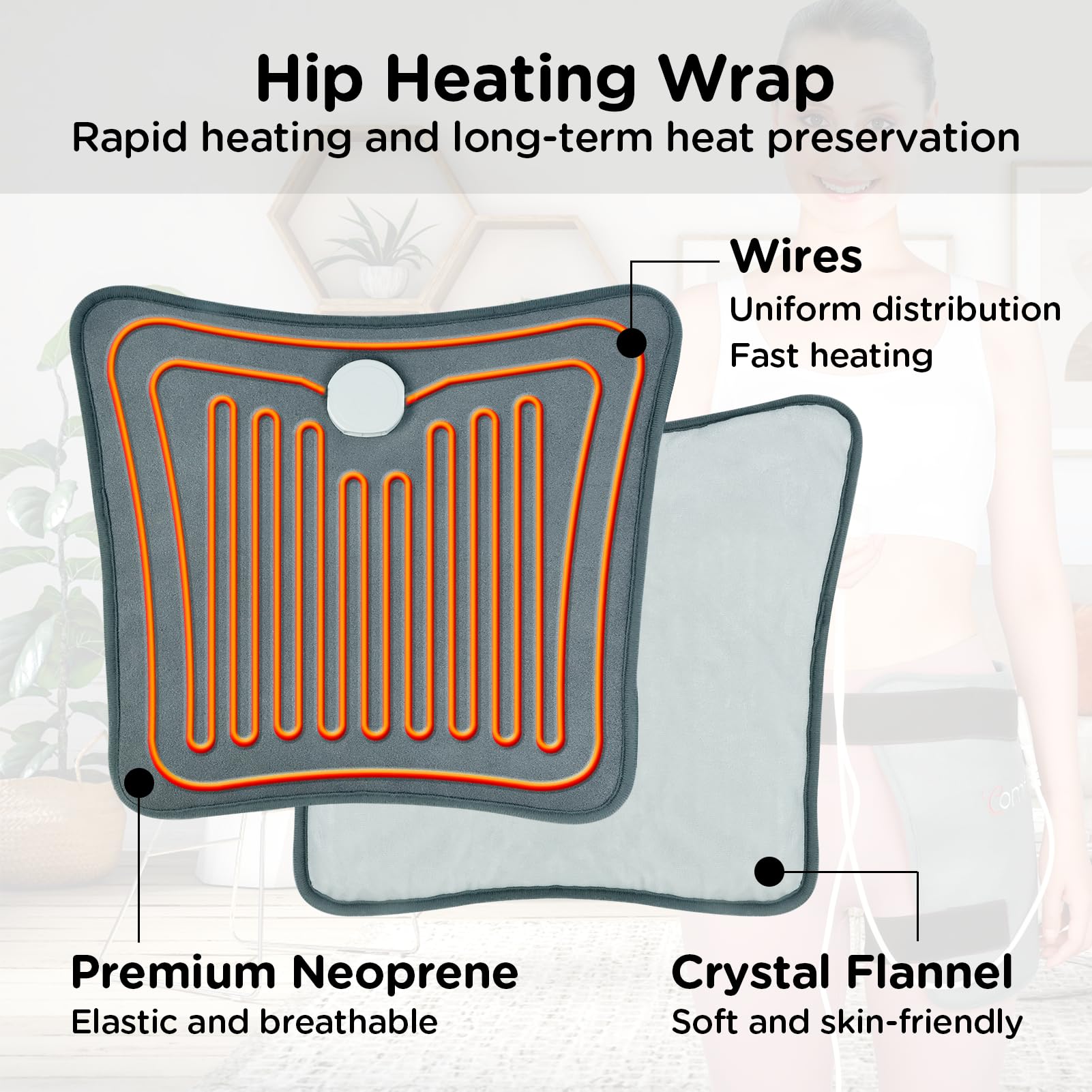 Comfytemp hip heating pad with two-hour auto shut-off for safe use.