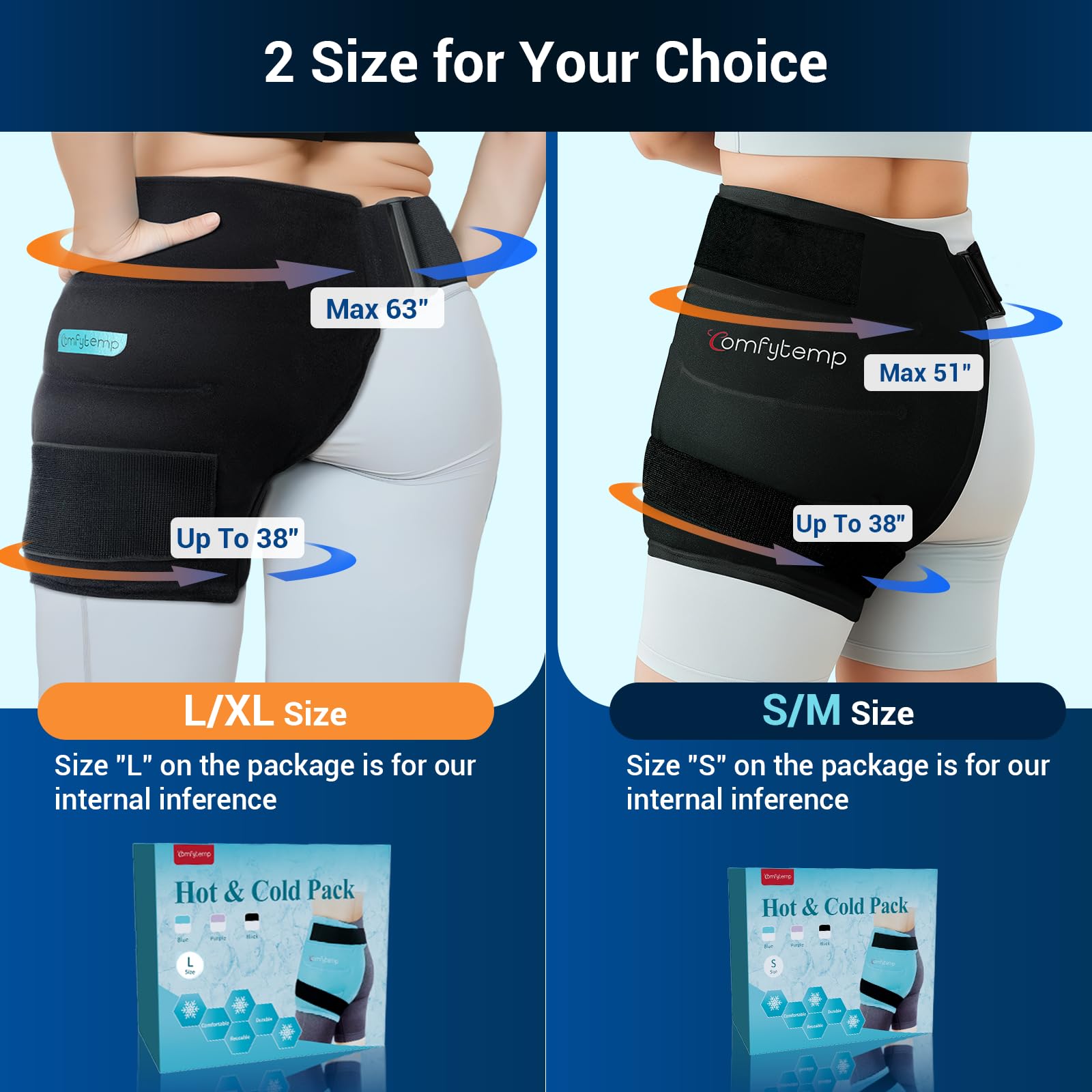 Comfytemp hip wrap gel density stays pliable for longer cooling sessions.
