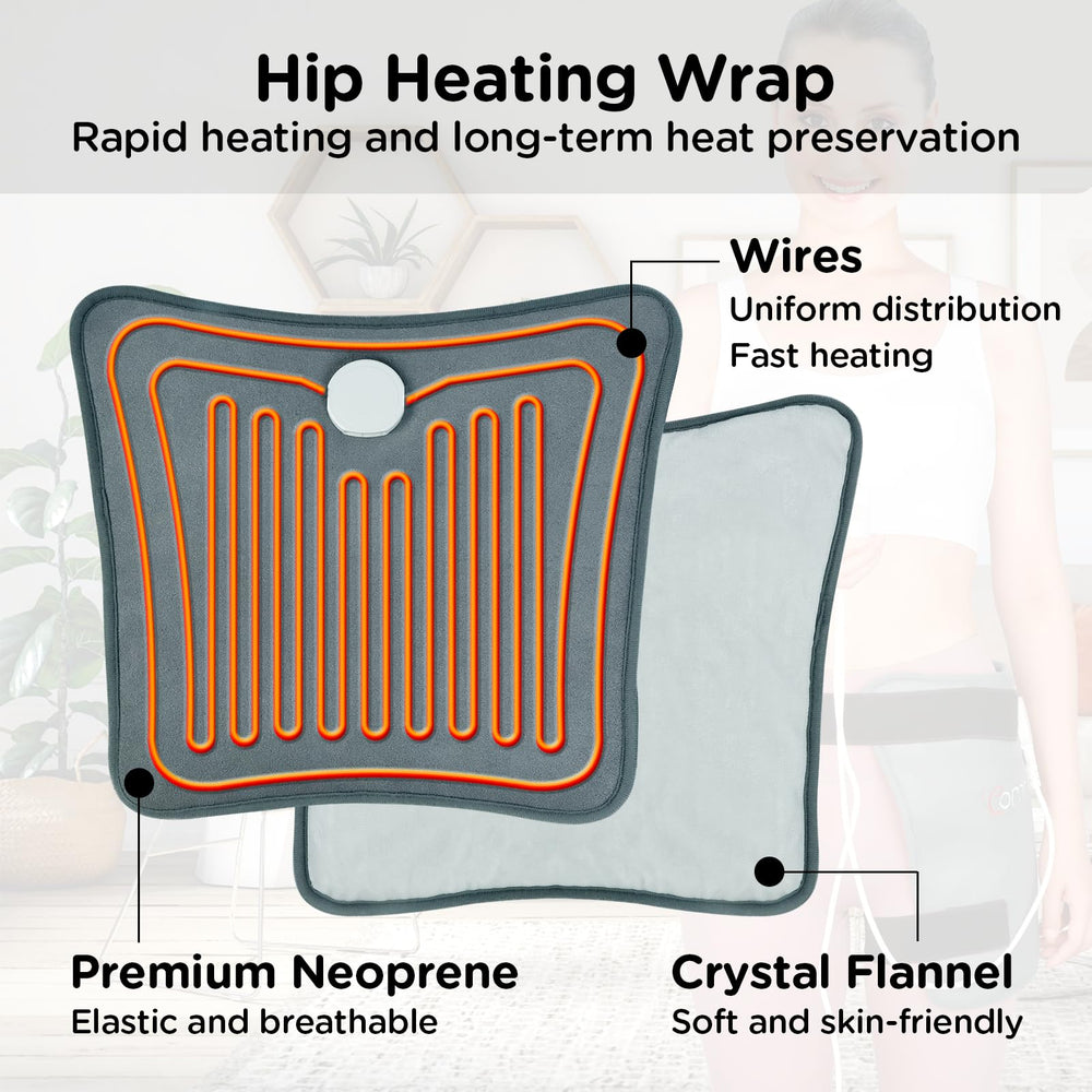Comfytemp hip wrap in soft gray fabric adds cozy style for home or office.
