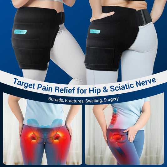 Comfytemp hip wrap straps secure a hands-free fit during movement.