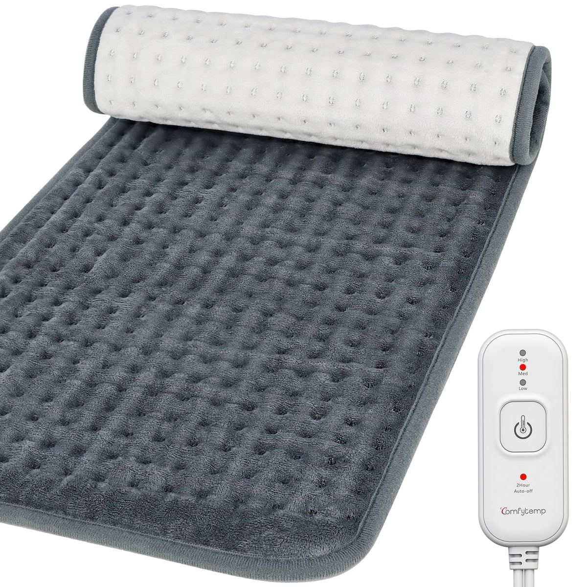 Comfytemp large heating pad back view with soothing warmth for muscle comfort