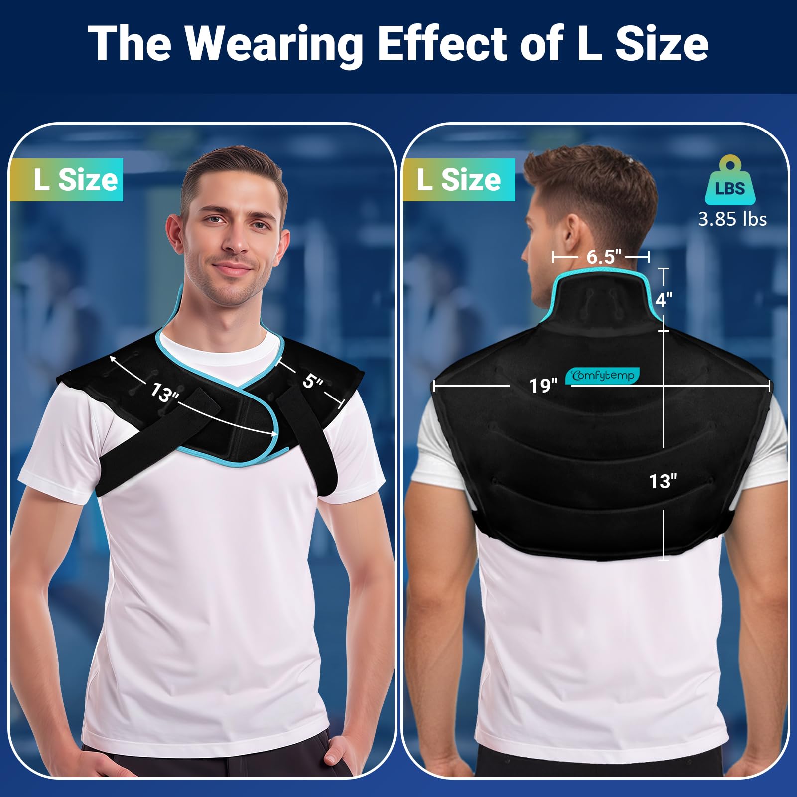 Wide coverage across the back helps cool upper back muscles.