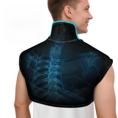 Comfytemp large ice pack around neck and shoulders provides targeted cold therapy.