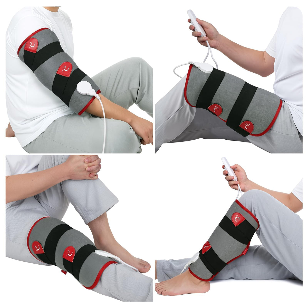 Comfytemp leg heating pad wrap on leg for wearable warmth.