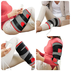 Comfytemp leg heating pad wrap shown on leg for soothing warmth