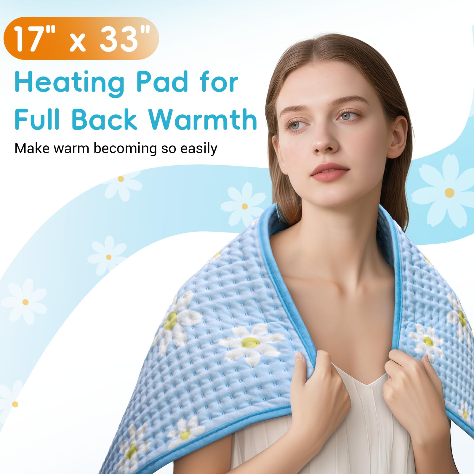 Comfytemp menstrual-style heating pad covers waist and abdomen for targeted warmth.