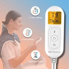 Comfytemp neck-extension cord adds extra reach for comfortable placement around the shoulders.
