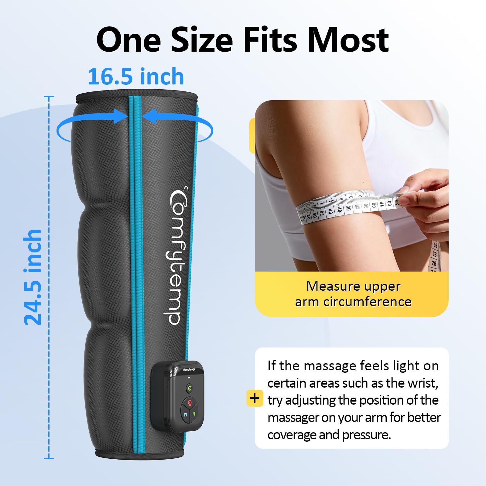Comfytemp portable arm therapy device in action for on-demand relief.