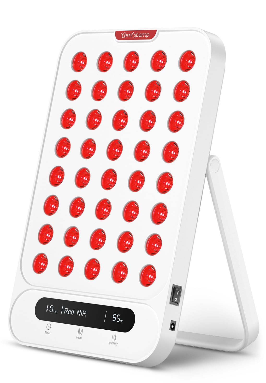 Comfytemp red light panel on the face for at-home skin support and relaxation.