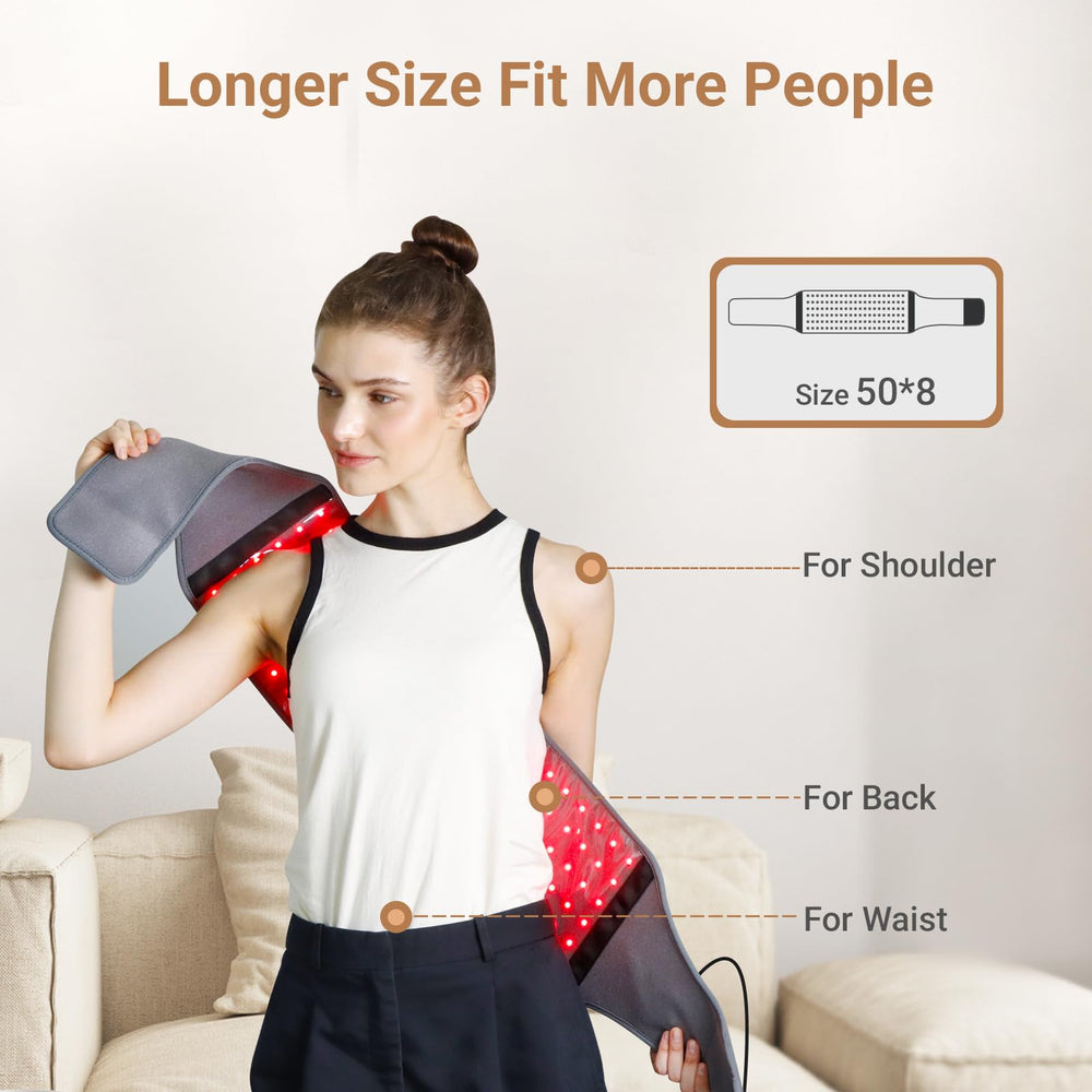 Comfytemp belt back view displaying broad 22 inch active coverage.
