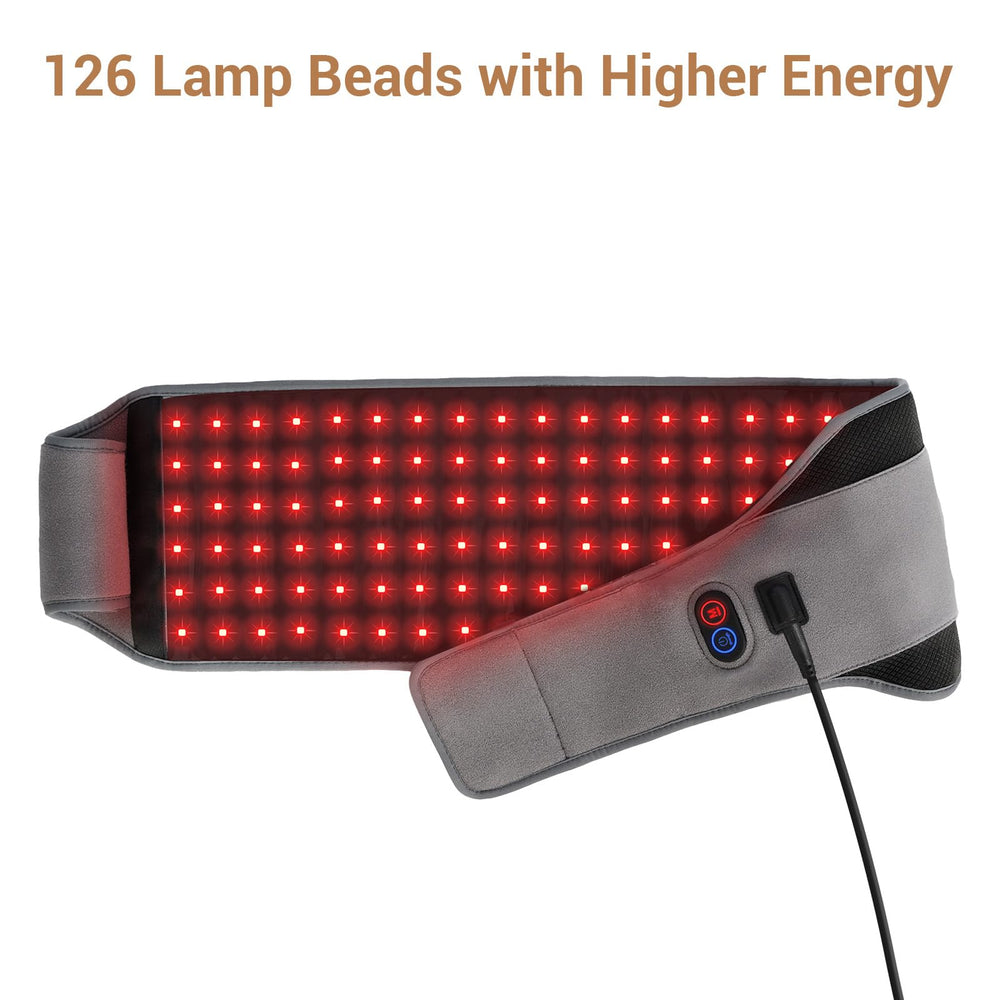 Comfytemp belt closeup of LEDs 660nm and 850nm for dual-wavelength therapy.