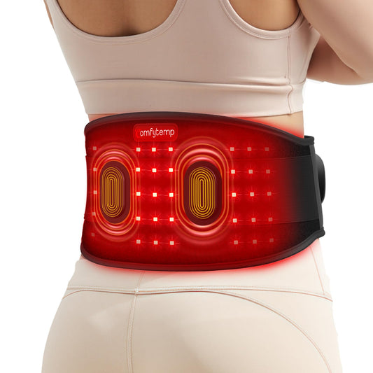 Comfytemp red light belt front view for on-the-go lower back relief.