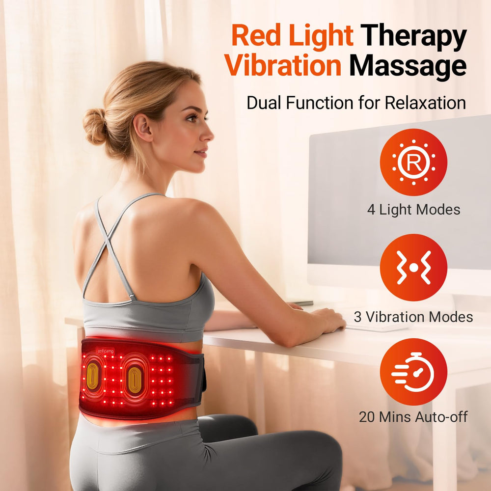 Comfytemp red light belt side view showcases cordless portability for movement.