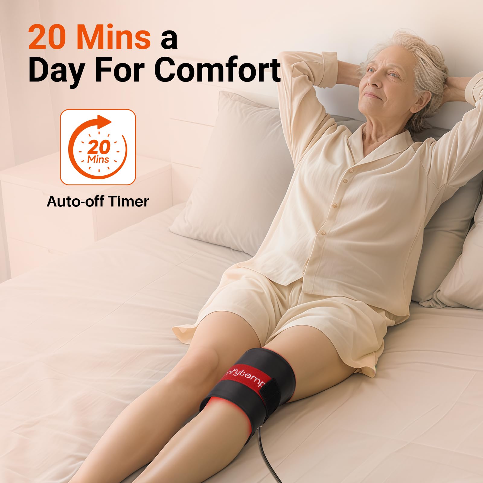 Comfytemp red light wrap around ankles and calves delivers targeted warmth.