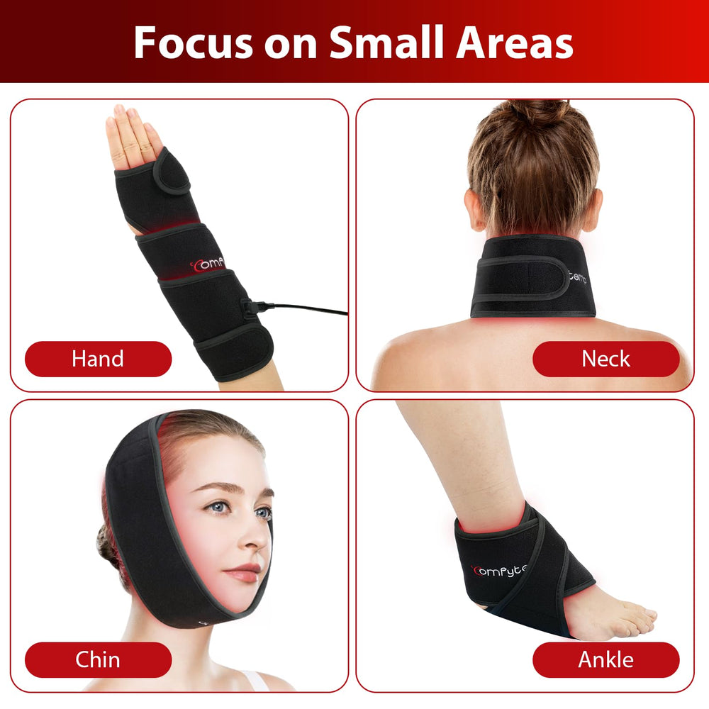 Comfytemp wrap for face shows visible 660 nm red light and near-infrared.