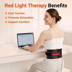 Comfytemp red light wrap on shoulders and arms provides soothing warmth.
