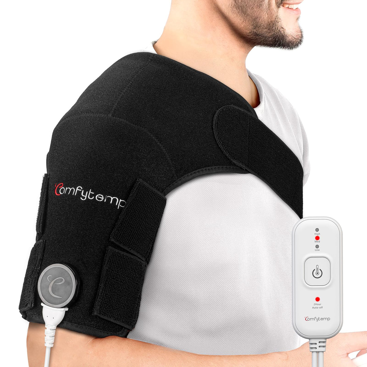 Comfytemp Shoulder Heating Pad, front-wrapped view, soothing warmth for targeted relief