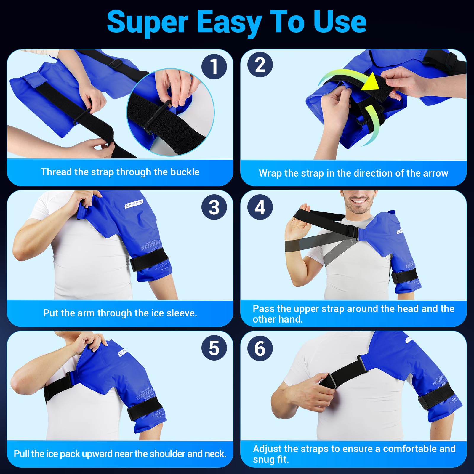 Comfytemp large shoulder ice pack wrap demonstrates full-coverage fit and secure strap