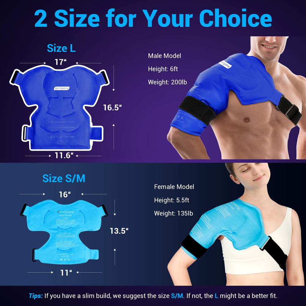 Comfytemp shoulder wrap demonstrates hot therapy for muscle relaxation after workouts