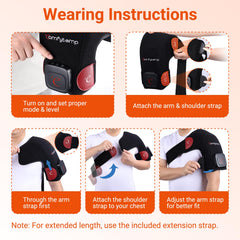 Comfytemp shoulder wrap with extension strap expands size options