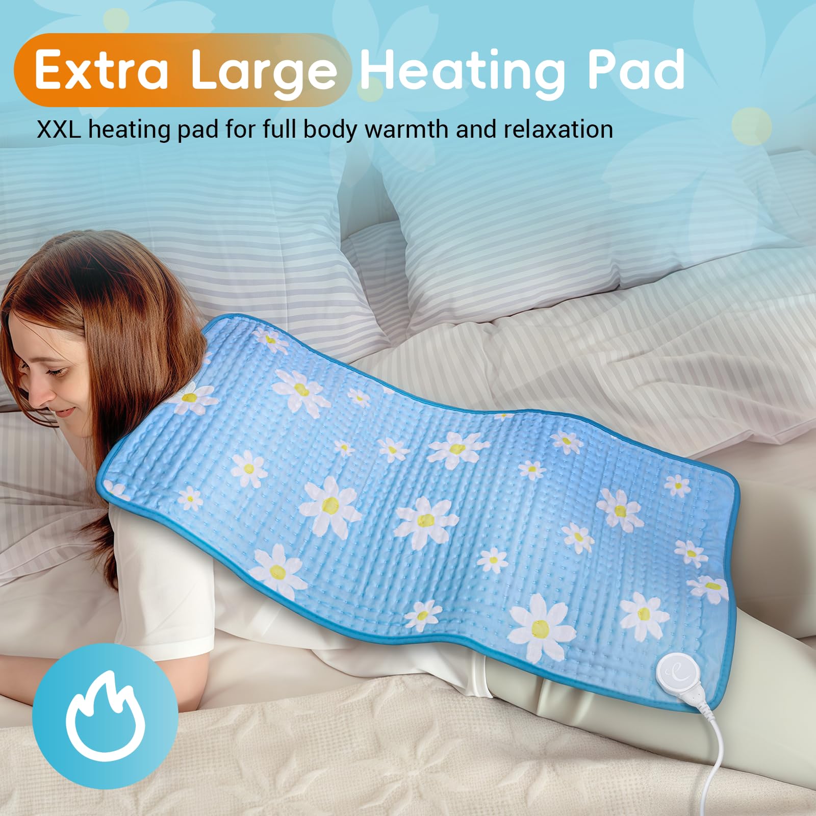 Comfytemp pad with three heat levels for customizable comfort.