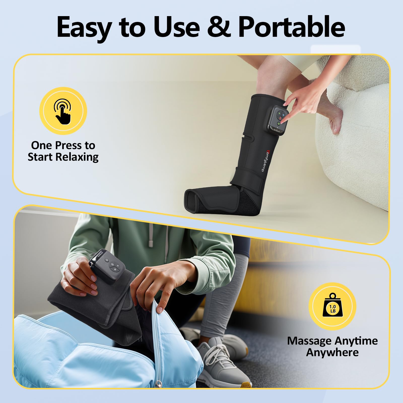 Comfytemp K1011 travel-friendly massager with battery-powered portability