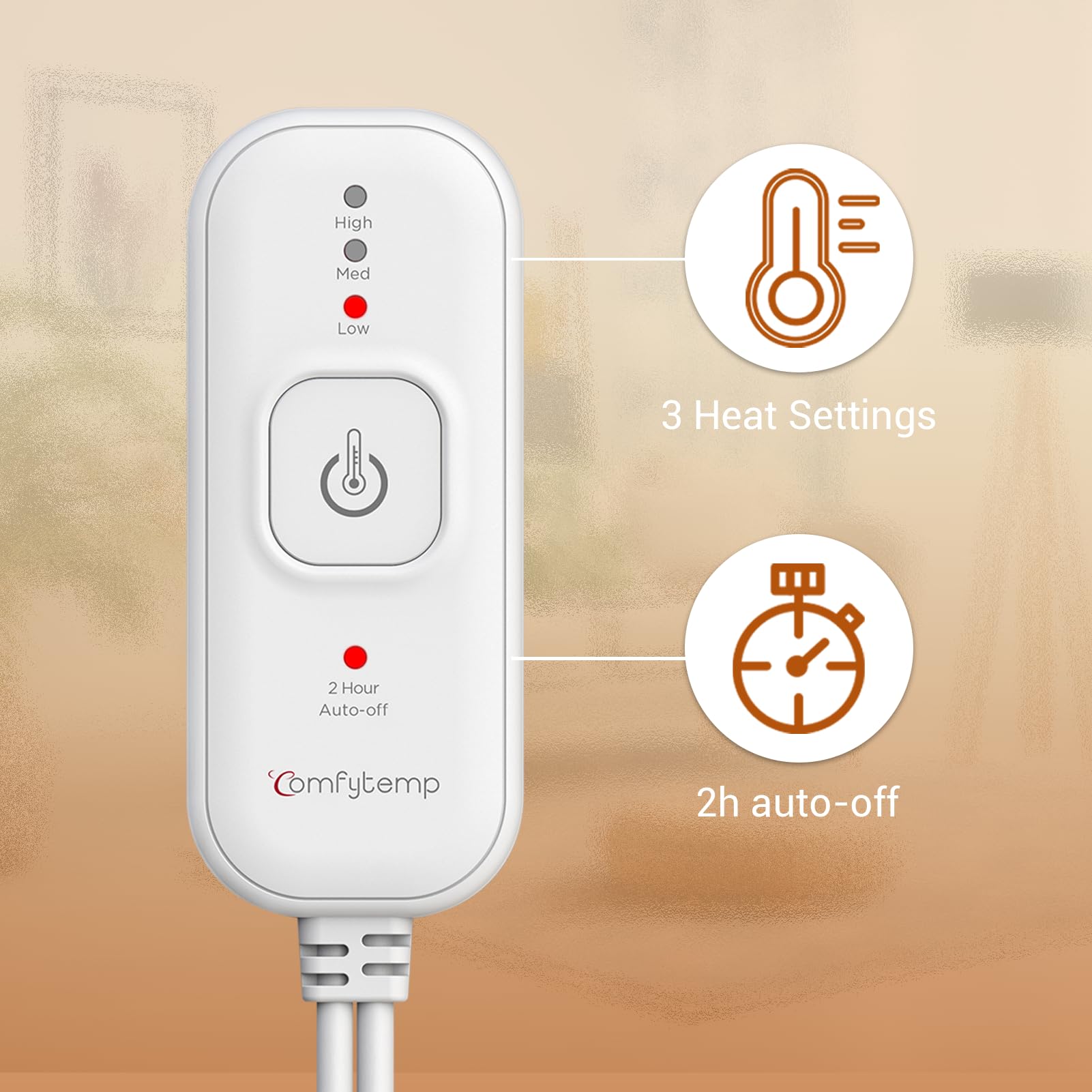 Two-hour auto-off feature supports safe, energy-conscious use.