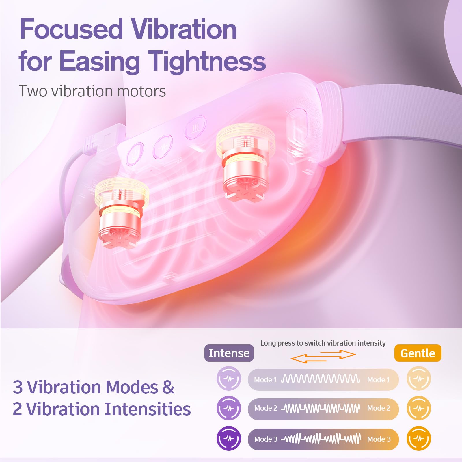 Comfytemp two-motor vibration supports relaxing massage while wearing.