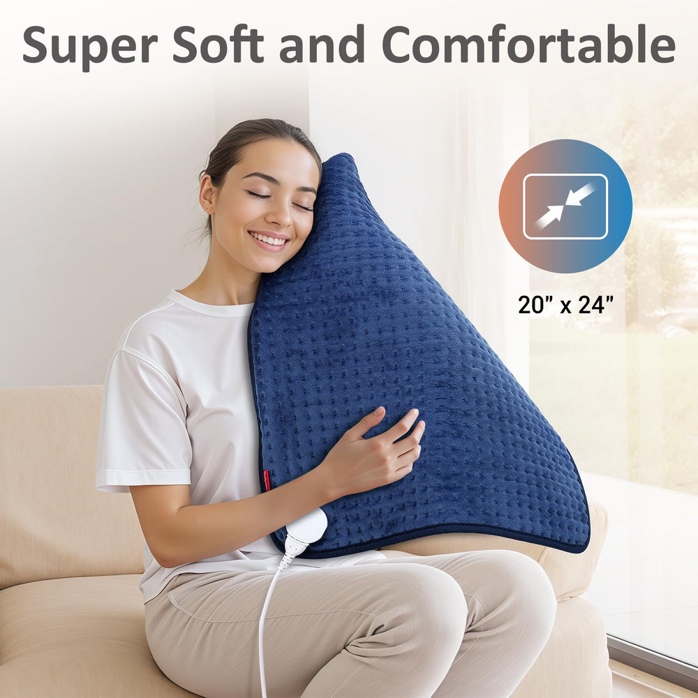 Comfytemp Ultra-Wide heating pad soft-flannel finish feels cozy against skin.