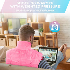 Comfytemp weighted heating pad 2-6lb balances heat for a snug hug.