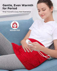 Comfytemp weighted heating pad close-up showing 2.2 lb bead distribution for steady heat
