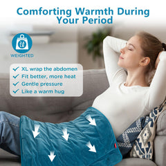 Comfytemp weighted pad back view demonstrates conforming comfort for tense muscles.