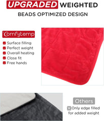 Comfytemp weighted heating pad features a soft flannel cover and is machine washable