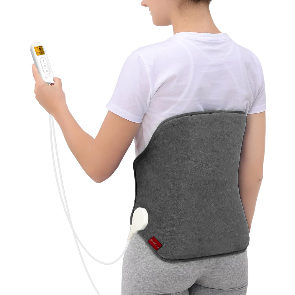 Comfytemp XL back heating pad covers the lower back for targeted warmth.