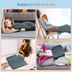 Comfytemp XL heating pad demonstrates full body coverage for wide-area warmth