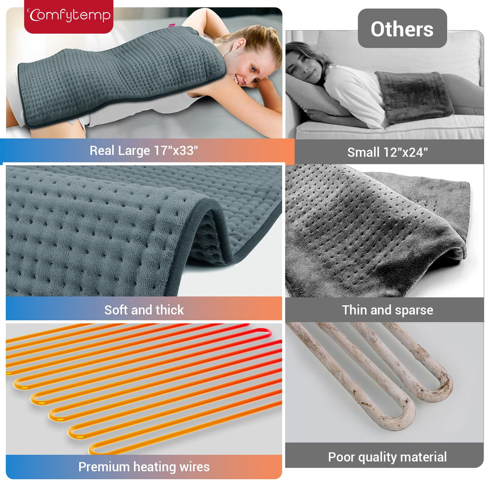 Comfytemp XL heating pad has ultra-soft flannel cover for cozy warmth