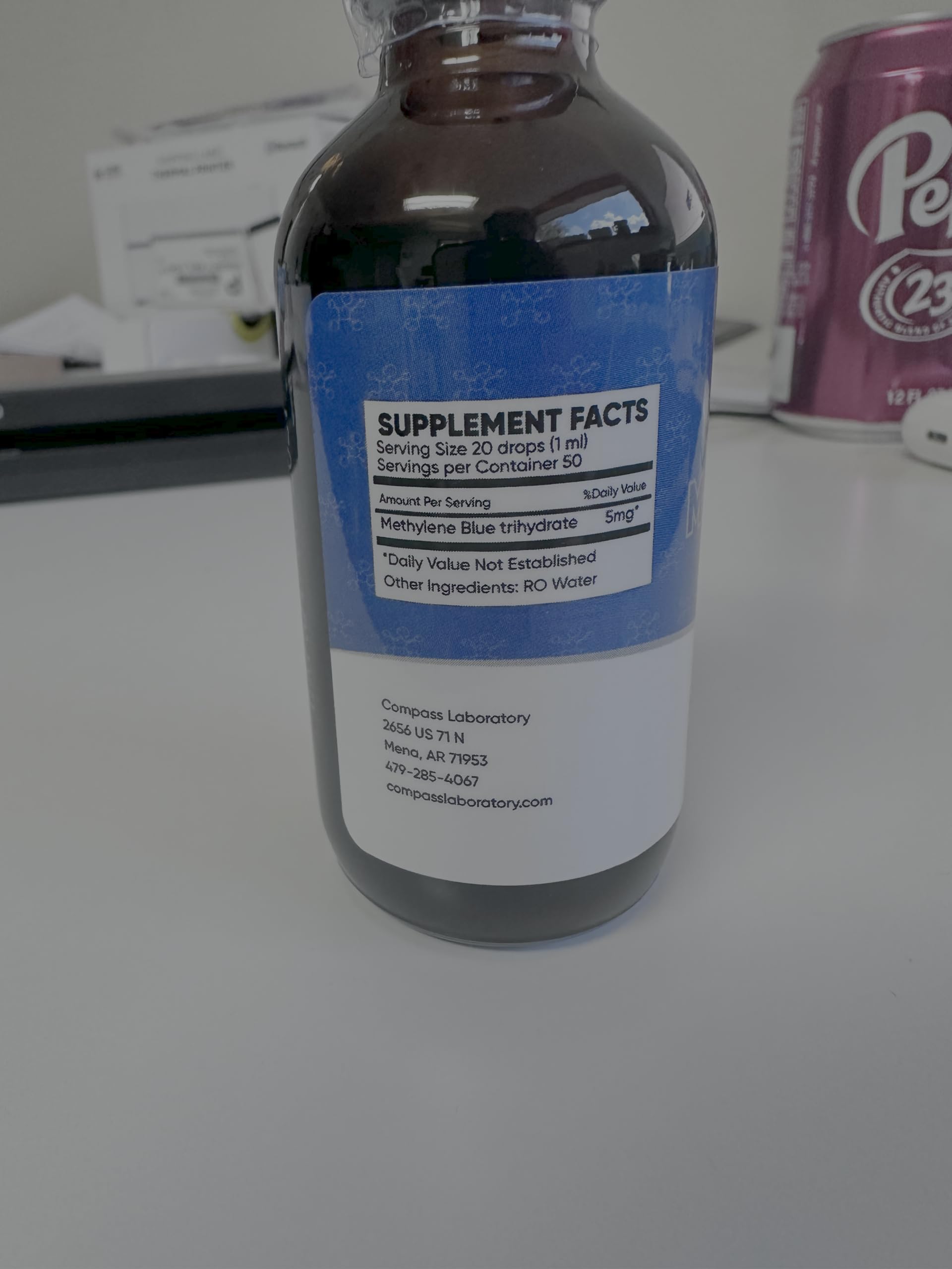 COMPASS LABORATORY Methylene Blue USP-grade panel denotes quality you can rely on.