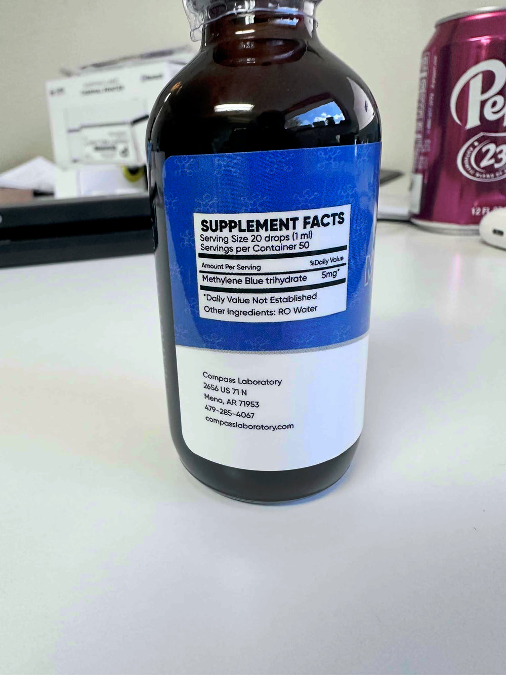 COMPASS LABORATORY Methylene Blue USP-grade panel denotes quality you can rely on.